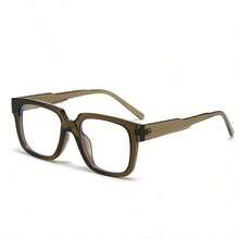 一副男女通用简约橄榄绿方框时尚眼镜，休闲百搭，适合日常佩戴、阅读、办公、街头风格。 - 綠色 - 查看 4