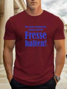 Men's Fresse English Pattern Summer Casual Round Neck Short-Shirt - 黑色 - 查看 7