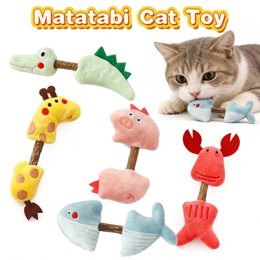 一款由猫木制成的毛绒猫玩偶，卡通造型，采用猫咪喜爱的猫咪材质，经久耐用，可咀嚼清洁牙齿，保持口腔卫生，是让猫咪娱乐的好方法，也是猫咪的好伙伴。 - 彩色 - 查看 1