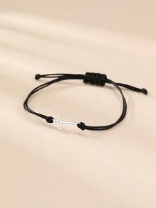 Simple Fashion Stainless Steel Hollow Cross Ladies Couple Gift Hand Rope Holiday Party With Daily Clothing Party Accessories. - Bracelet - View 9