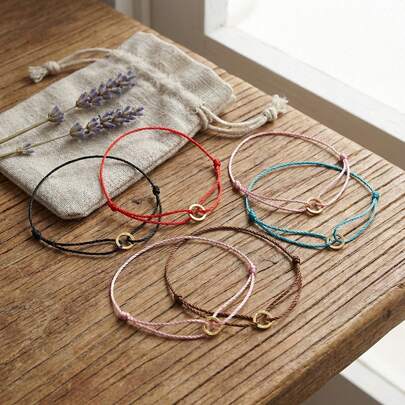 1pc Fashionable Minimalist Colorful Braided Bracelet, Double Strand Bracelet, Colorful Woven Bracelet, Stackable Bracelet, Best Friend Bracelet, Couple Bracelet, Friend Bracelet, Birthday Gift, Family Gift, Lucky Gift, Valentine's Day Gift, Anniversary Gift