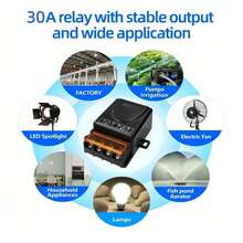 Interruptor de Control remoto inalámbrico de 433Mhz 30A 12V 24V 36V 85V receptor de relé RF de alta potencia para bombas lámpara de luz LED rango de 100m 85OC - 1 receptor 1 control remoto - Ver 5
