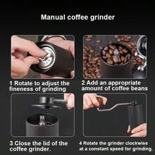SOKANY Premium Stainless Steel Manual Coffee Grinder With Textured Grid-Style Handle - Ergonomic Design, Suitable For Home And Office Use, No Electricity Required, Durable And Easy To Clean, Coffee Bar Accessory - Black - View 10