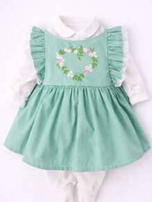 Baby Girl's 4-Piece Hospital Outfit Set With Heart Design And Lace Embroidery - Zoe - màu xanh lá - Xem 4