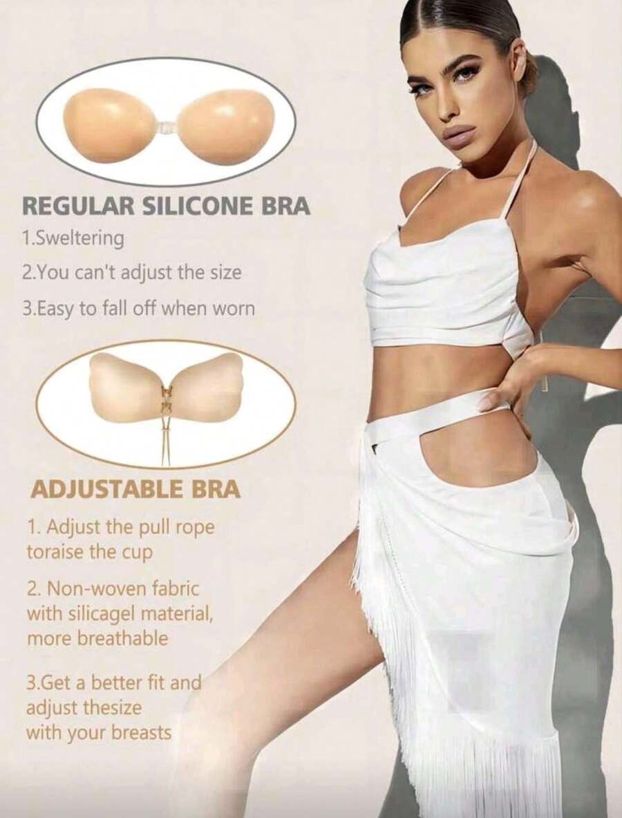 Sujetadores invisibles con forma de mango Copas de sujetador de silicona sin tirantes con efecto