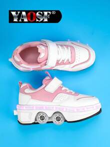 YAOSF Roller Skate Shoes For Teenagers, Upgraded Version With Enhanced Stability, Detachable Dual-Use Sports Shoes, Street Cool Roller Skating Shoes, Outdoor Sports Luminous Shoes, New Inline Skates, Lighted Shoes With Wheels For Night - Pink - View 17