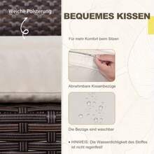 Poly Rattan Garden Set For 2 People, Balcony Furniture With Brown And Cream Cushions, Ideal For Terrace And Garden. - 紫紅色 - 查看 5