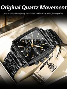 POEDAGAR 男士不锈钢石英腕表，防水，夜光，日期显示，时尚奢华，附赠礼盒，父亲节礼物 - 均碼 - 查看 7