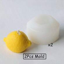 1/2个3D柠檬硅胶蜡烛模具 | 逼真水果造型，适用于蜡/皂/树脂工艺品，可用于制作香薰蜡烛、DIY家居装饰和手工艺术工具 - 白色 - 查看 10