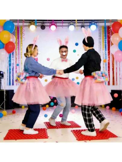 26/52pcs Fun Party Game Set, Includes 1 Box, 20 Random Color Balls, 1 Pressure Board, 1 Skirt, 1 Rabbit Ear, 1 Bow Tie, 1 Rabbit Nose, Vibrating Ball Hilarious Exciting Game For Gathering, Entertainment And Family Party