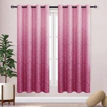 DWCN 2pcs Ombre Blackout Curtains For Bedroom - Damask Patterned Thermal Insulated Grommet Curtains For Living Room - 粉色 - 查看 10