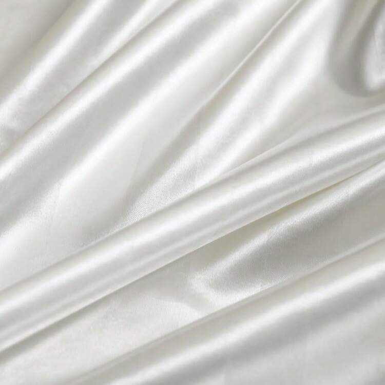 1PC Solid Color White Satin Fitted Sheet Simulation Silk Fitted Sheet With 1pc Fitted Sheet Valentine's Day Mattress Cover For Bed, Modern Soft Bedding Set For Household King Queen Full Twin Size Sheet Bedspread Deep Pocket Up To 11.8 Inch Breathable Wrinkle-Free Better For Sleep, Machine Washable - White - View 7
