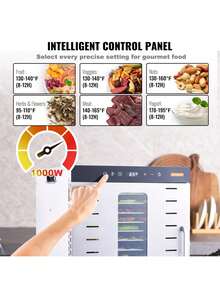 Food Dehydrator Machine, 10 Stainless Steel Trays, 1000W Electric Food Dryer With Digital Adjustable Timer & Temperature For Jerky, Herb, Meat, Beef, Fruit, Dog Treats And Vegetables - 銀色 - 查看 4