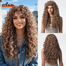 24-Inch Khaki Curly Wig, Golden Wavy Linen Wig, Synthetic Long Curly Wig. Heat-Resistant Synthetic Wig, Fluffy Curly Hair With Bangs, 18-Inch Ombre Golden Chemical Fiber Wig, Bangs Wig, Convenient For Daily Wear, Beginner-Friendly, Voluminous Big Curly Hair, Suitable For Halloween And Cosplay, Versatile Use For Daily, Party, Cosplay, Holidays And Music Festivals, Elegant And Fashionable Essential Item. - Khaki - View 2