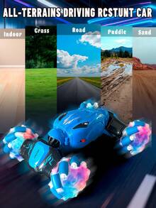 1pc 2.4GHz Remote Control Stunt Car Toy, 4WD Remote Control Twist Car With Lights And Music, Cool Birthday/Christmas/Creative Gift For Boys And Girls Aged 6-12 - Multicolor - View 11