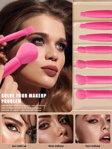 10件套化妆工具套装，包括：10支化妆刷套装 - 玫紅色 - 查看 5