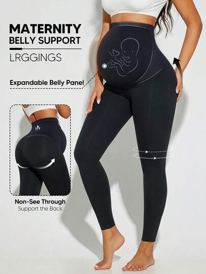 Maternity Leggings, High Waist Design, Soft As Butter, Suitable For Sports, Yoga And Various Occasions Black Spring Fall