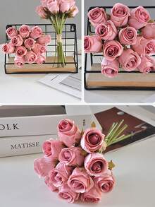 6pcs Artificial Silk Rose Flowers, 25cm Long Fake Rose Stems, Suitable For Valentine's Day, Mother's Day, Home Wedding Party Decor, Tabletop Centerpiece, DIY Wedding Bouquet - Multicolor - View 11