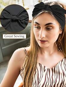 Bow Wide Headband Elastic Headscarf Non-Slip Headband Women's Sport Headband For Yoga Fitness Outdoor Sports Casual Vacation Hair Yoga Gym Accessories Fitness Equipment Workout Sets Summer Outfits For Women Camping Polka Dot - Multicolor - View 9