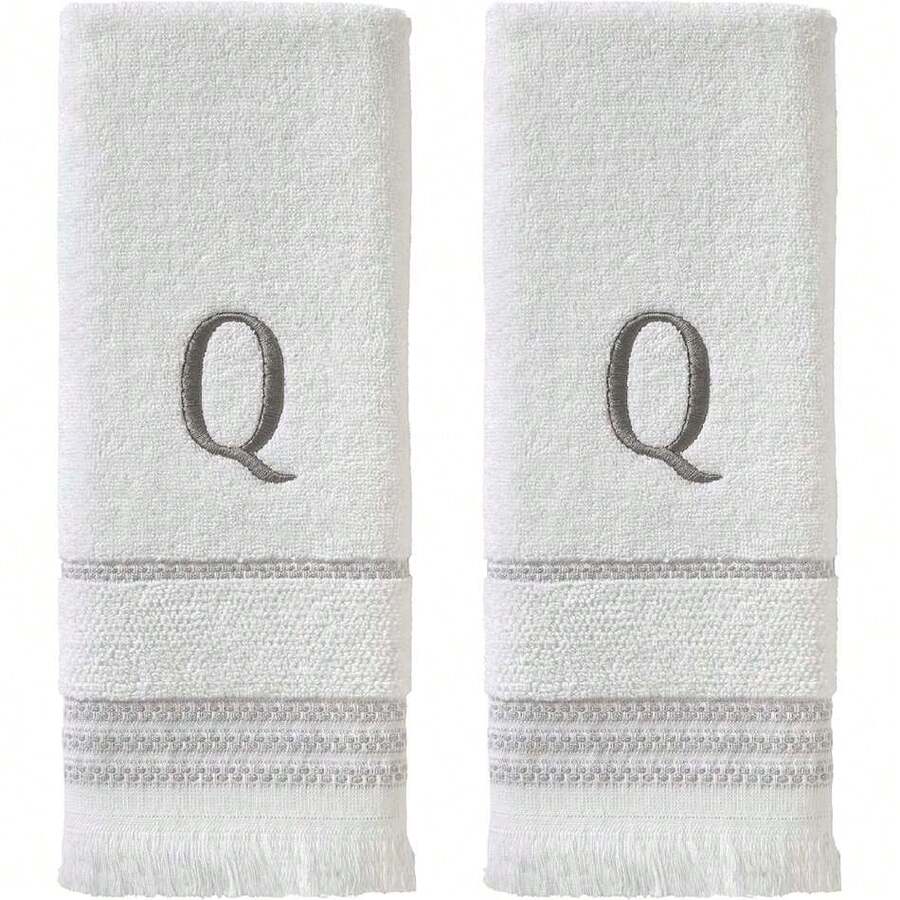 - Juego de Toallas de Mano con Monograma Casual, Q, 16 x 26 Pulgadas, Color Blanco, 2 Unidades,41039391 - Marrón Mocha - Ver 1