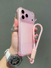1pc Luxury Matte Transparent Pink Shock-Proof & Scratch-Resistant Full Body Phone Protective Case With Pink Lanyard, Compatible With IPhone 17 17 Pro Max, 17 Pro, 17, 16 Pro Max, 15, 14, 13, 12 Pro Max, 11, Anti-Drop Back Cover - Pink - View 5
