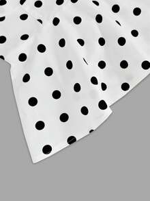 Women's Casual Elegant Versatile Polka Dot Sleeveless Fitted Tank Top With Bow Tie Strap Design And Flared Hem, Suitable For Spring/Summer - Black and White - View 11