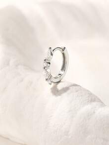 1pc 925 Sterling Silver Small Hoop Earrings With Cubic Zirconia, 18K White Gold Plated Cartilage Earrings For Women And Men, Jewelry Small Hoop Earrings - Style 3 - View 4