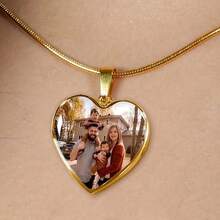 Customized Photo Necklace, Stainless Steel Photo Pendant Necklace, Personalized Necklace, Elegant Classic Style, Birthday, Thanksgiving, Christmas Custom Gift For Him/Her, Perfect Gift For Friends, Couples, Mothers, Classmates - Multicolor - View 6