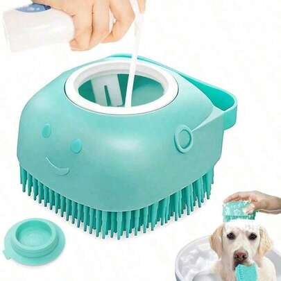 Pet Bath Brush - Dedicated Pet Bathing Tool - Silicone Bath Massage Brush Comb - Built-In Shampoo Dispenser Massage Bath Brush - Dual-Function Massage Comb And Cleaning Tool, Ergonomic Handle, Detachable Brush Head, Wet And Dry Use, Massage Silicone Bath Comb With Shampoo Storage Function - Durable Silicone Material, Harmless Materials, Convenient Bath Brush, Can Be Opened To Dispense Shampoo.