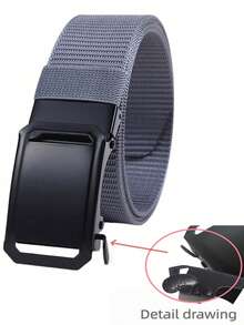 Thick Double-Layer Nylon Tactical Belt With Automatic Buckle, Men's Sliding Buckle Waist Belt - Multicolor - View 8