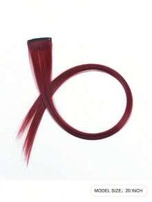 5pcs Colorful Clip-In Hair Extensions, 20-Inch Straight Synthetic Hair Clips For Party Costume, Christmas Or New Year Gift For Girls (Wine Red) - 酒紅色 - 查看 7