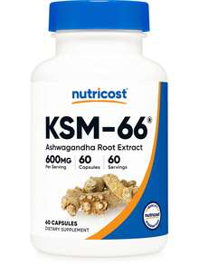 Nutricost KSM-66 Ashwagandha Root Extract 600mg, 60 Veggie Caps - 5% Withanolides - With BioPerine - Full-Spectrum Root Extract | Ashwagandha Supplement, Stress Support, Full-Spectrum Root, BioPerine Enhanced, Non-GMO, Vegan, Premium Quality - Khác - Xem 6