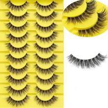 New Natural Makeup Effect 3D Faux Mink Eyelashes, Fluffy Cat Eye False Lashes, Cartoon Style False Eyelashes, Transparent Band Fake Lashes - Black - View 5