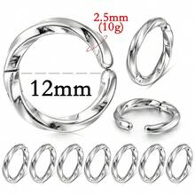 10个装扭纹卡扣耳环，不锈钢材质，可作耳中环、鼻环、耳骨夹等，男女皆宜，时尚百搭。 - 彩色 - 查看 3