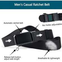 1条3.5厘米宽男士弹性棘轮腰带，自动扣，可调节和定制 - 彩色 - 查看 4