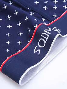 4条装飞机图案男士平角内裤，字母腰带，中腰短裤（随机不对称印花） - 彩色 - 查看 5