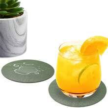 16个杯垫+1个杯垫架 - 玻璃杯垫和饮料杯垫，双面设计，防滑，仿皮材质，皮革质感，采用优质仿皮和PU皮革制成，适用于桌面保护 - 彩色 - 查看 4