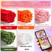 Bộ 300/500/1000 que nhung mật độ cao - Nhiều màu sắc, que nhung siêu mềm mại dành cho người mới bắt đầu hoặc người làm thủ công chuyên nghiệp | Vật liệu thủ công cao cấp cho các dự án DIY, đồ thủ công ngày lễ và trò chơi cảm giác. - Que tăm bông nhiều màu - Xem 24