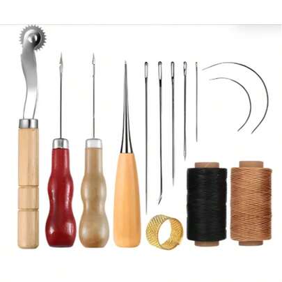 Kit Artesanato Costura Marcador Linha Furador Agulha Sovela