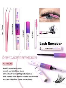 LUCK LTGIRL 1872pcs, D Clusters Lashes Book High Capacity Lashes Kit, D Curl Lash Clusters Multiple Styles Mixed 10-16mm Mega Volume Individual Lashes Wispy Lashes Cluster Lash Set Comes With Bond&Seal Lash Remover And Tweezers, Beginner Friendly - 黑色 - 查看 3