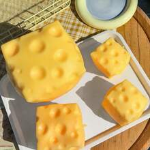 超大逼真奶酪造型捏捏乐玩具，慢回弹减压豆腐球，创意解压捏捏乐，柔软粘稠质地，生日、节日送礼佳品 - 彩色 - 查看 4