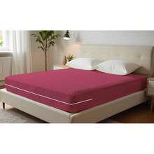 Double Gel Knit Mattress Cover With Zipper - 玫紅色 - 查看 12