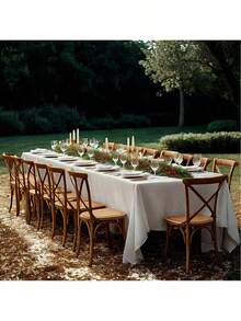 1pc Large Rectangular Pure White Satin Polyester Tablecloth, Suitable For Weddings, Parties And Banquets - Machine Washable And Hand Washable Reusable, Party Decoration Supplies, Suitable For Long Tables, Multi-Person Gatherings, Party Decoration Large Size Tablecloths Table Protector Tablecloths - White - View 5