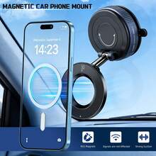 EIGIIS 1pc Rotatable Car Vacuum Suction Cup Phone Holder, Extendable, Foldable, And 360° Rotatable Magnetic Phone Mount - Multicolor - View 2