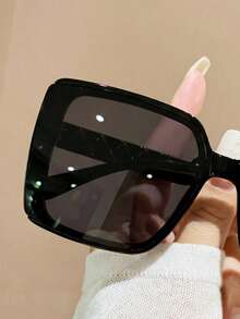 1 Pair Unisex Oversized Square Plastic Frame Fashion Glasses, Multi-Color Fashion Beach Glasses - Black - View 3