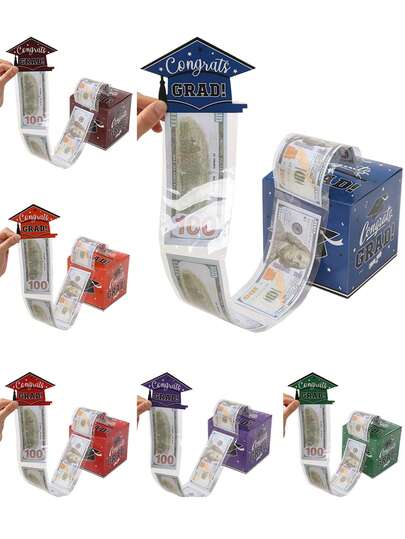1Set Graduation Pull Money Gift Box,Graduation Celebration Gift Box,Class Of 2026 Congrats Grad Party Decor,'Congrats Grad'Design Cash Box,Grad Party Supplies,Congrats Event Decor,Graduation Scene Decor,Props Decor For Drawing Money,Graduation Gifts For Friends, Grad Gift Ideas