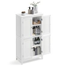 VASAGLE Mueble de Baño, Armario de Baño, Armario de Cocina, con 4 Puertas, Estantes Ajustables, 30 x 60 x 110 cm, Blanco - Nube blanca - Ver 11