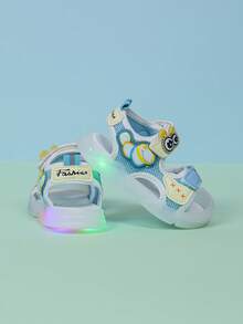 1 par de zapatos hermosos y de moda con luz LED, suela blanda para bebé, punta cerrada, correa anti-patada, fáciles de poner y quitar, adecuados para uso interior y exterior - Azul menta - Ver 6