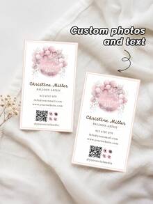 200pcs Personalized Business Cards,Personalized Pink Rose Gold BALLOON ARTIST Party Planner Business Card,Customize Photo And Text,Personalized Professional Work Cards, Art Business Cards,Exclusive Customized VIP Cards - A - View 1