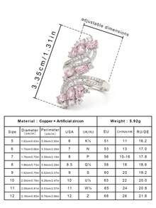 Gift Box Cubic Zirconia Rhinestone Musical Note Ring, Elegant Jewelry For Women Wedding Party Evening, Copper Material Non-Fading Non-Allergic, Ideal Holiday Gift - Silver - View 5